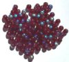 50 6mm Transparent Garnet AB Round Glass Beads